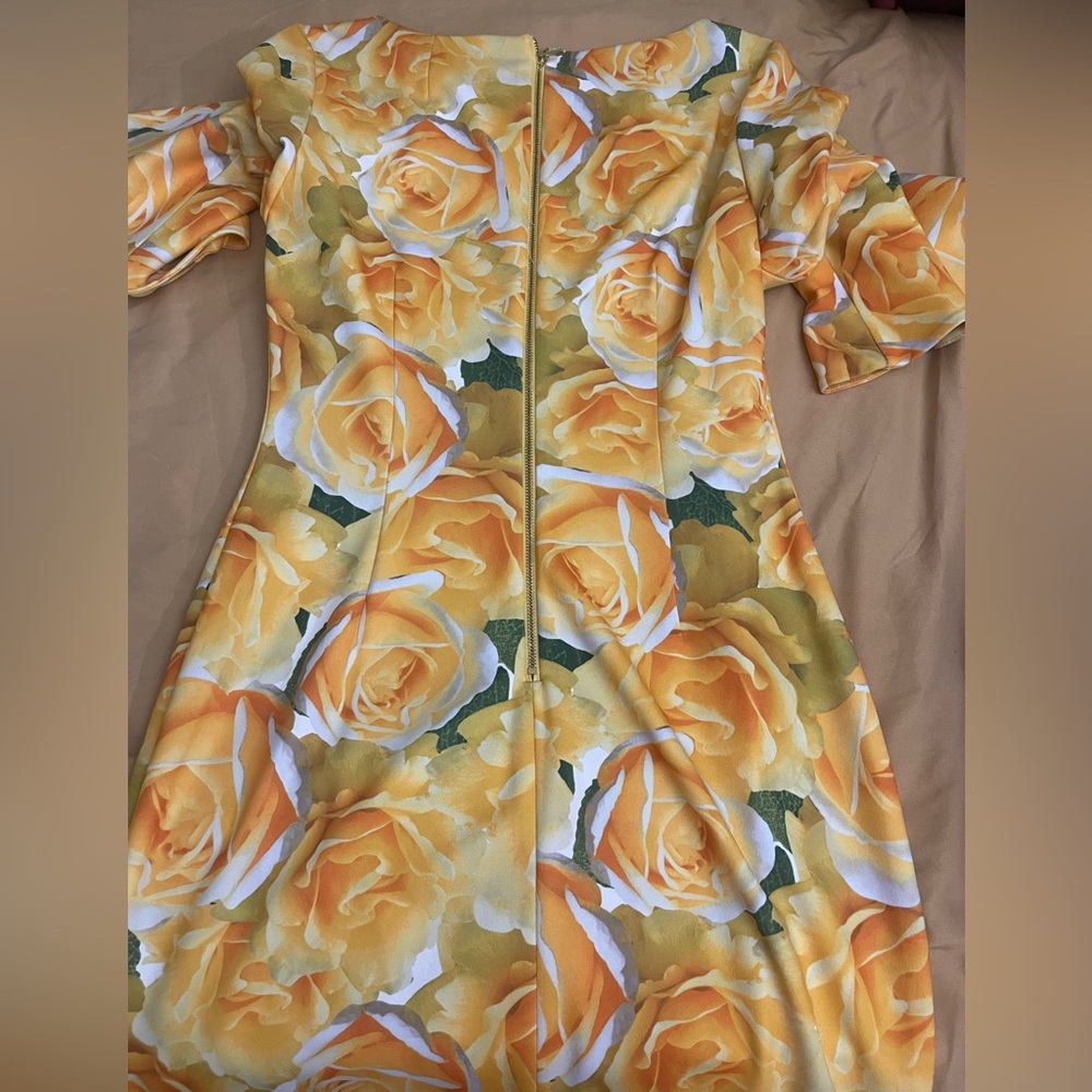 Calvin Klein yellow rose dress size 6